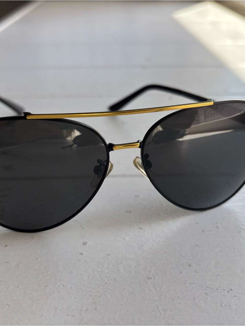 MERCEDES BENZ Black and Gold Aviator Sunglasses